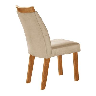 Conjunto De 6 Cadeiras Veneza Com Tecido Linho Encosto Alto Bege Claro/cinamomo