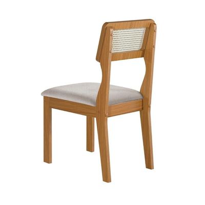 Conjunto De 6 Cadeiras Agata Retrô Com Estofado Em Linho Cinza Claro/cinamomo