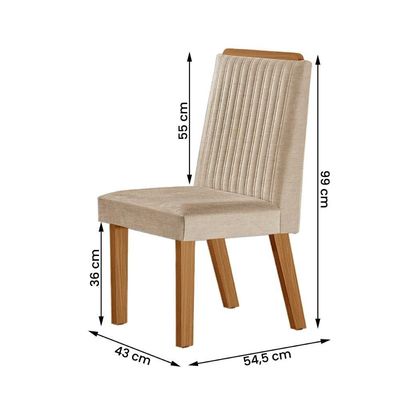 Conjunto De 6 Cadeiras Riviera Com Tecido Linho Bege Claro/cinamomo