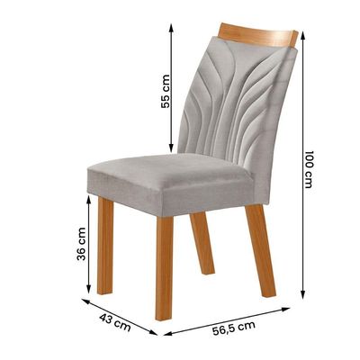 Conjunto De 6 Cadeiras Veneza Com Tecido Linho Encosto Alto Cinza Claro/cinamomo