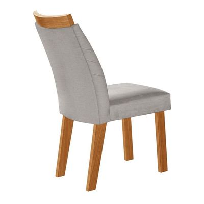 Conjunto De 6 Cadeiras Veneza Com Tecido Linho Encosto Alto Cinza Claro/cinamomo