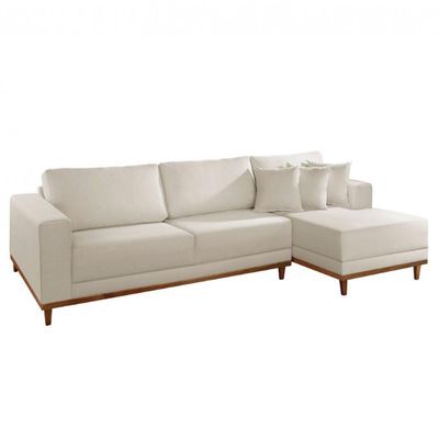 Sofá Cronos Linho 4lug Chaise Lado Direito Meu Sofá Online A302 Linho Branco