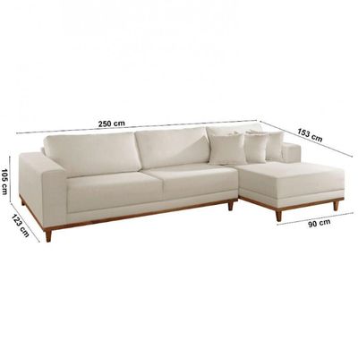 Sofá Cronos Linho 4lug Chaise Lado Direito Meu Sofá Online A302 Linho Branco