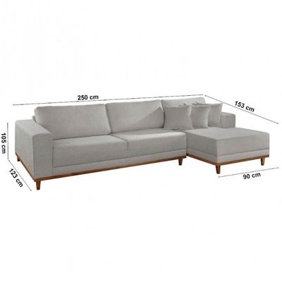Sofá Cronos Linho 4lug Chaise Lado Direito Meu Sofá Online A230 Linho Cinza