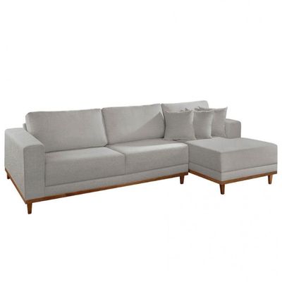 Sofá Cronos Linho 4lug Chaise Lado Direito Meu Sofá Online A230 Linho Cinza
