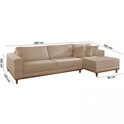 Sofá Cronos Linho 4lug Chaise Lado Direito Meu Sofá Online A226 Linho Bege