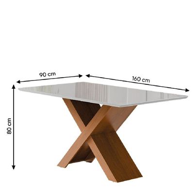 Conjunto De Mesa Sala De Jantar Tampo Com Vidro 6 Cadeiras