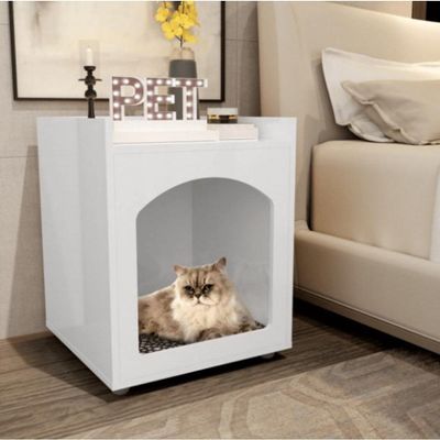 Mesa De Cabeceira Casinha De Cachorro-gato Pet Branco