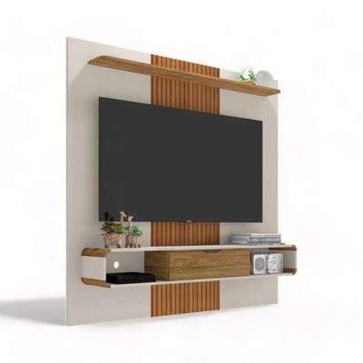 Painel Para Tvs 65 Lisboa Off White E Cinamomo Ripado Bechara