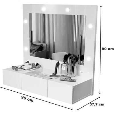Penteadeira Camarim Lux Lux Suspensa Sofia 3 Gavetas C- Led Branco