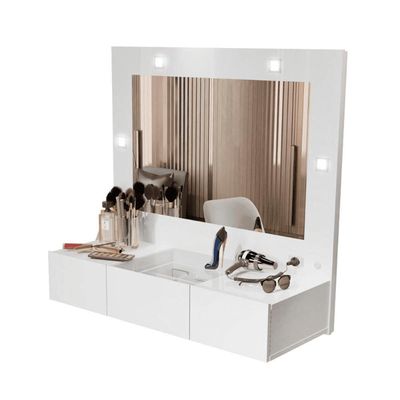 Penteadeira Camarim Lux Lux Suspensa Sofia 3 Gavetas C- Led Branco