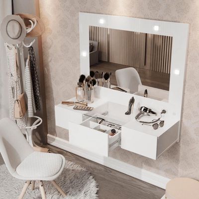 Penteadeira Camarim Lux Lux Suspensa Sofia 3 Gavetas C- Led Branco