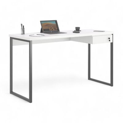 Mesa Home Office Escrivaninha Industriale 1,36 Branco Com Gaveteiro