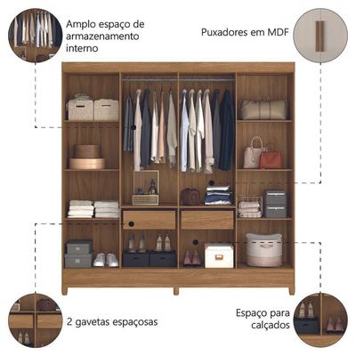 Guarda Roupas Casal 8 Portas 2 Gavetas Marajó Moval Freijo Off