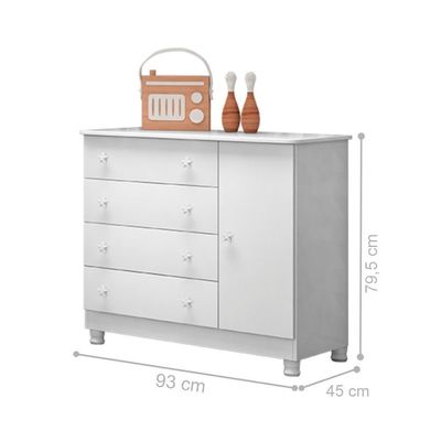 Cômoda Sapateira Amora Porta E 4 Gaveteiro Branco