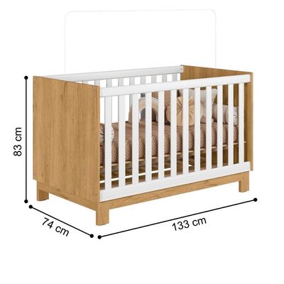 Conjunto Infantil Luar Freijo-branco: Berço Luar Mini Cama + Cômoda Luar + Guarda-roupa Luar