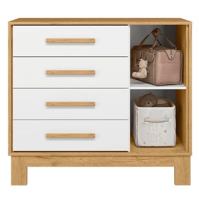 Conjunto Infantil Luar Freijo-branco: Berço Luar Mini Cama + Cômoda Luar + Guarda-roupa Luar