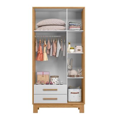 Conjunto Infantil Luar Freijo-branco: Berço Luar Mini Cama + Cômoda Luar + Guarda-roupa Luar