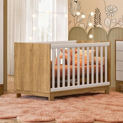 Conjunto Infantil Luar Freijo-branco: Berço Luar Mini Cama + Cômoda Luar + Guarda-roupa Luar