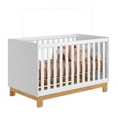 Conjunto Infantil Luar Branco Acetinado: Berço Luar Mini Cama + Cômoda Luar