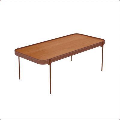 Mesa De Centro Sala De Estar Melin G 110x52 Nature Com Pes Metal Cobre