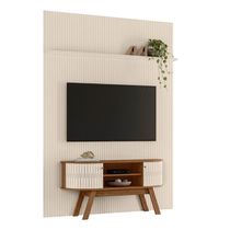 Conjunto New Silverstone Painel Com Prateleira E Rack Naturale-off-white