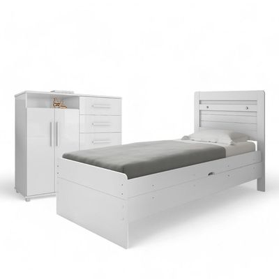 Conjunto De Cama Com Colchão E Cômoda Para Quarto Branco