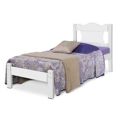 Cama Solteiro Munique Branco Com Colchão - Gabrielli