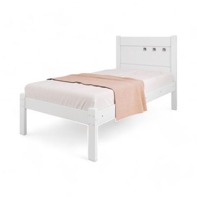 Cama Solteiro Sofisticada Berli Branca E Rosa Com Colchão