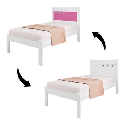 Cama Solteiro Sofisticada Berli Branca E Rosa Com Colchão