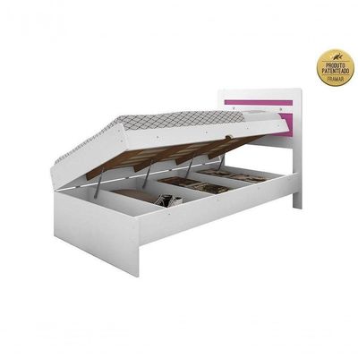 Cama Solteiro Larissa Branca E Rosa Com Colchão Framar