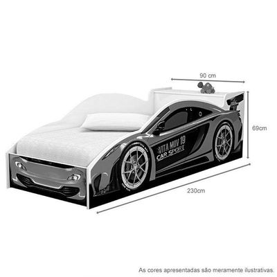 Cama Carro De Corrida Branco Com Colchão Vitamov