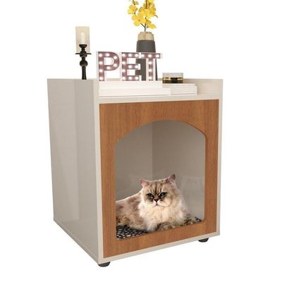 Mesa Cabeceira Casinha De Cachorro-gato Pet Off White-freijo - Ofertamo
