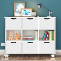 Conjunto Nicho Organizador Zuri 9 Espaços Com Rodízios Branco + 2 Kits 3 Gavetas Brancas