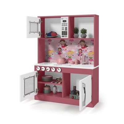 Cozinha Infantil Diana Em Mdf Branco-rosa - Ofertamo