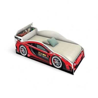 Cama Solteiro Carro Com Baú Vermelha