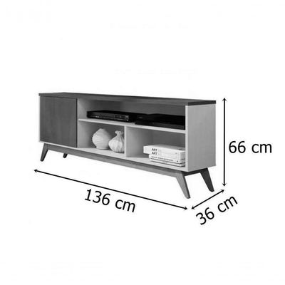 Rack Ripado Para Tv 55 Polegadas Off White Freijo Malbec Germai