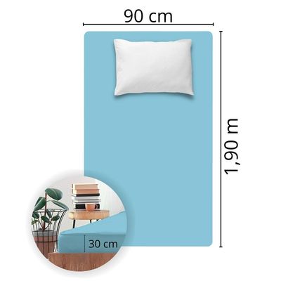 Lençol Avulso Solteiro Liso com Elástico 180 Fios  - Fiori Azul