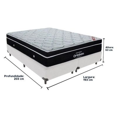 Cama + Box Colchão King Com Molas Ensacadas Ortobom Europillow Elegant Branco