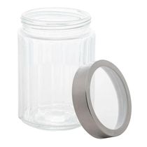 Pote De Vidro Porta Mantimentos Vidro Com Tampa Inox Para Grãos Cereais 1200ml 18cm Lyor
