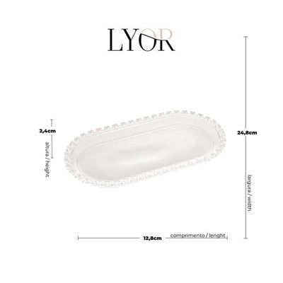 Travessa Oval De Cristal Transparente Coração 25x13x2,5cm