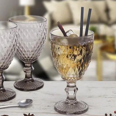 Taça De Vidro Bico De Abacaxi Cinza 340 Ml Agata Em Casa Tem