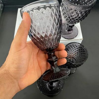 Taça De Vidro Bico De Abacaxi Cinza 340 Ml Agata Em Casa Tem