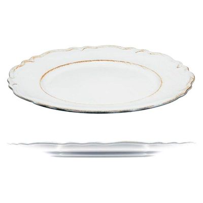 Jogo 8 Sousplat Redondo Patinado Plástico Moon Branco Lyor 33cm