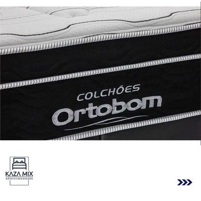 Cama + Box Com Bau Ortobom Colchão King Com Molas Ensacadas Marrom