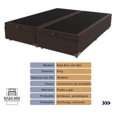 Colchão Elegant Ortobom Base Baú Bege King Molas Ensacadas Marrom