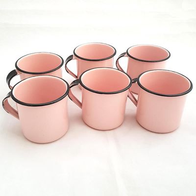 Jogo 6 Xícaras Café Caneca Esmaltada 400ml Caneca de Agata Rosa