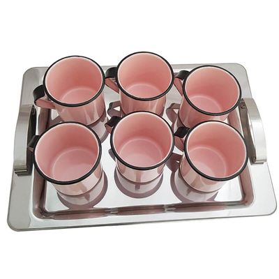 Jogo 6 Xícaras Café Caneca Esmaltada 400ml Caneca de Agata Rosa