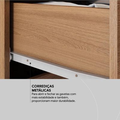 Cômoda 4 Gavetas 1 Porta Com Rodizios Chile - Amêndola Touch Amêndola Touch
