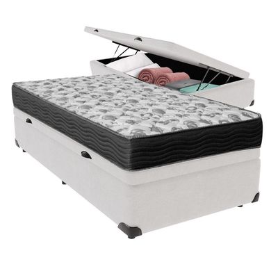 Cama Ortobom D33 Solteiro Com Box Baú Bege Iso100 Branco